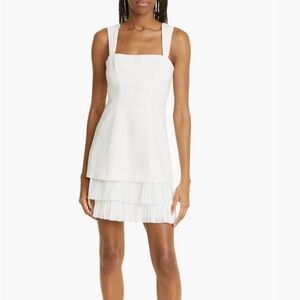 Cinq à Sept Cream Mini Dress with Pleated Hem